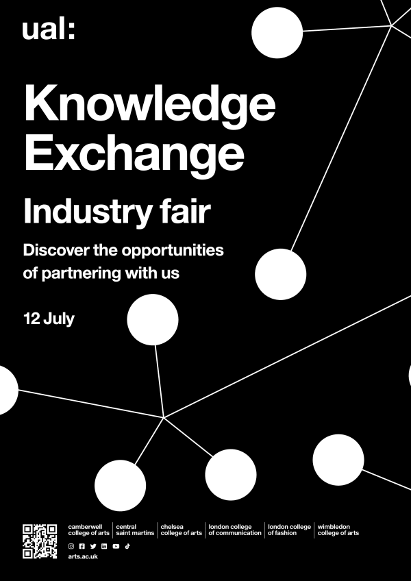 Poster design with text 'Knowledge Exchange industry fair, discover the opportunities of partnering with us' 