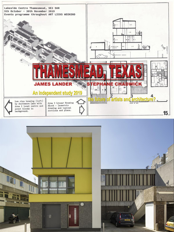 Split photo; top half is a floor plan and bottom half is a photo of a yellow building