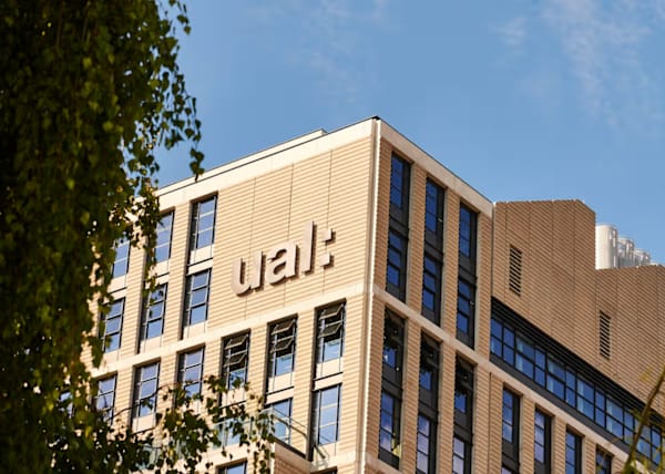 LCF East Bank building with the UAL logo showing in the top right corner
