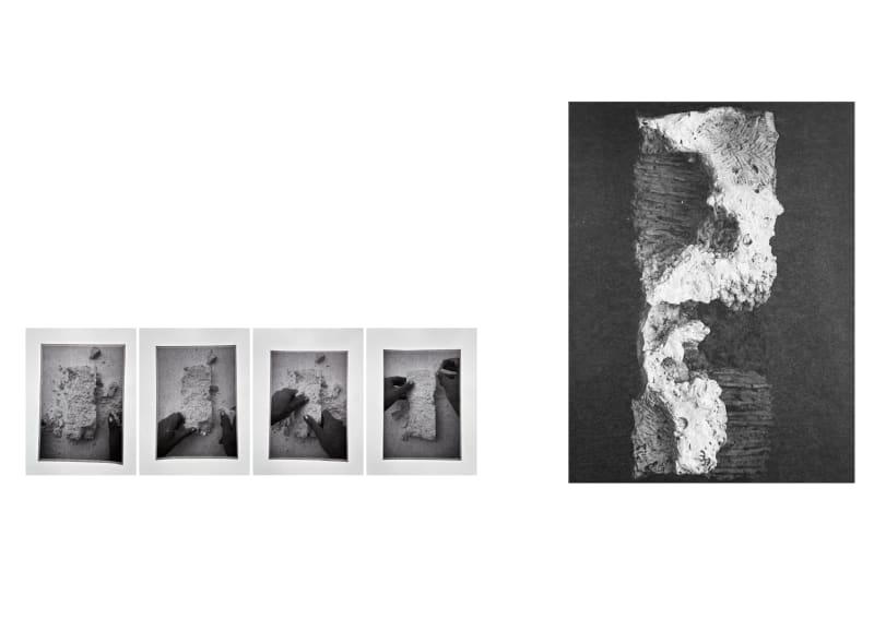 Images showing stages of materials being worked with