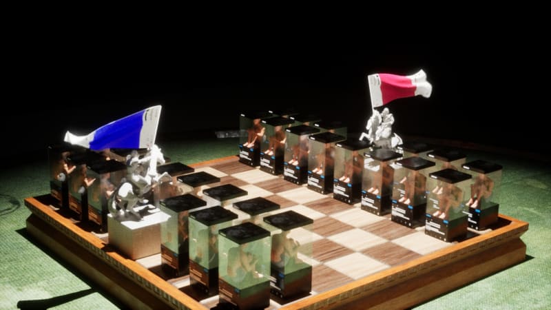Users are visualized as pawns on a chessboard.