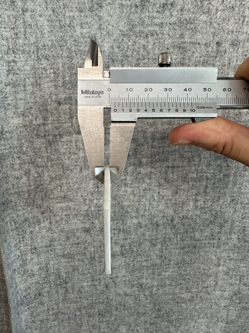 measuring porcelain piece thickness