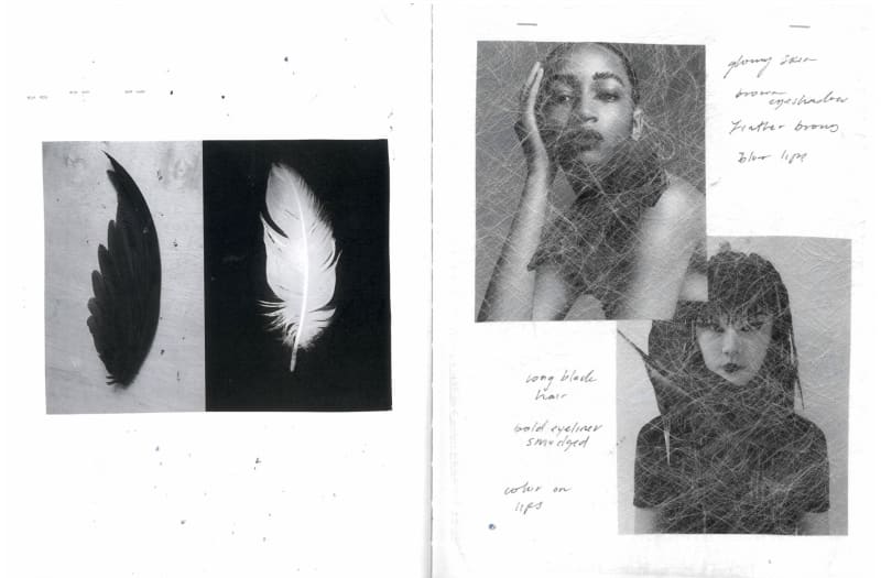 Sketchbook pages of mixed collage