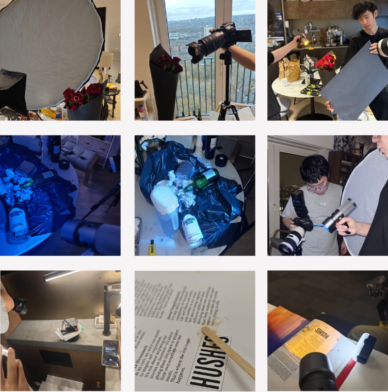 We created different scenes, took pictures of the rings in the scenes from the same angle