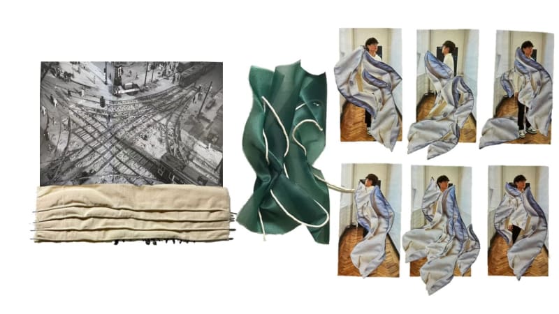 city construction image with wired pleat design collages
