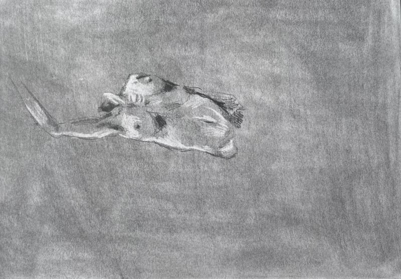 Graphite illustration of a nude woman