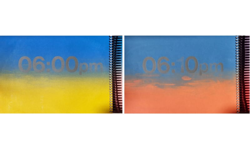 This work aims to capture the transformation of the colours that unfolds during the hours of sunrise and sunset, based on my personal experience. 