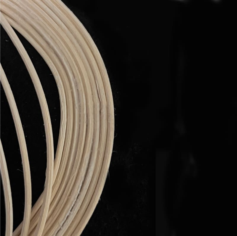 The dyeing process of the rattan involves soaking, boiling, water cleansing, and drying to complete the coloration.