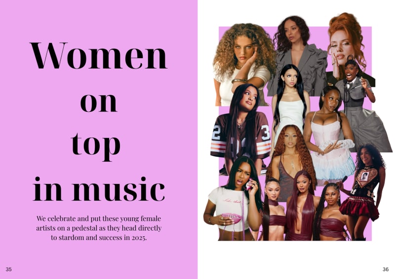 Women on top in music page.