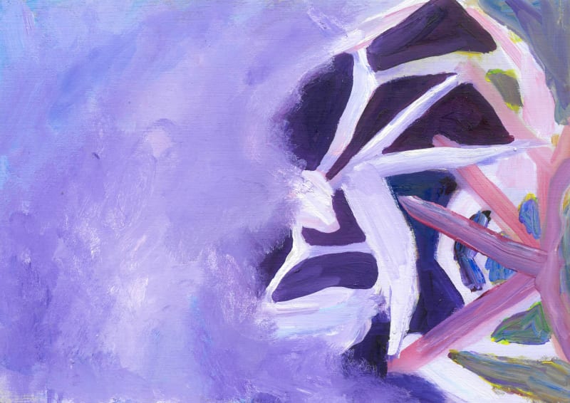 a series of lavender microscopy paintings
