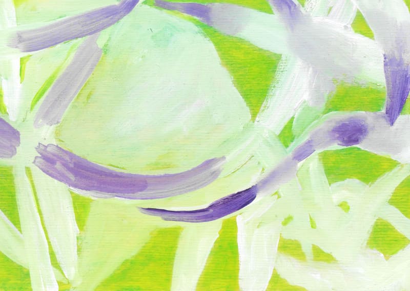 An oil painting of a microscopy image of lavender