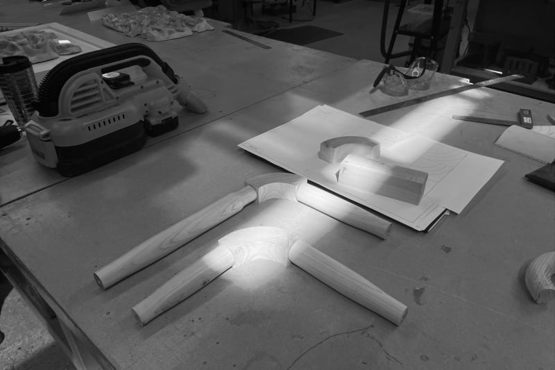 armrest and backrest in the making.