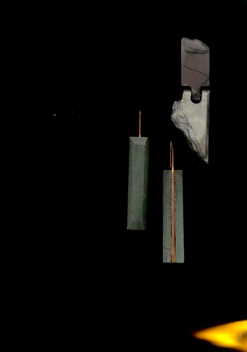 A slate Brooch and a Pair of Slate Earrings. 