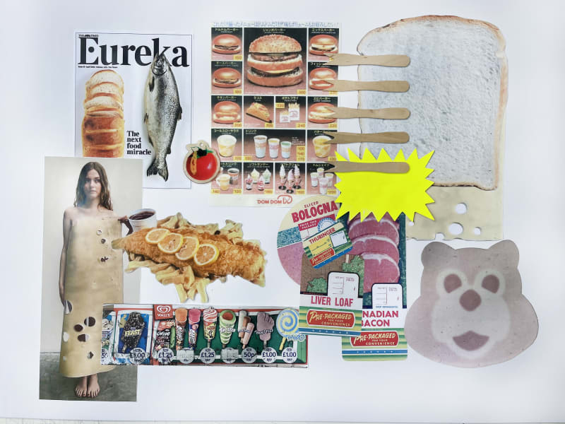 Mood board with a variety of reference images and primary images 
