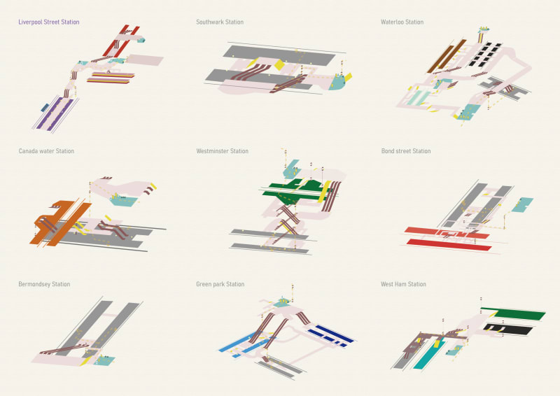 These mappings describe the accessible route for wheelchair users in Jubilee line and Elizabeth line.