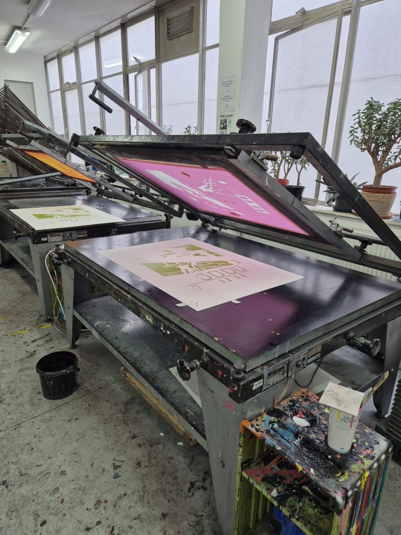 Working in the printmaking studios.