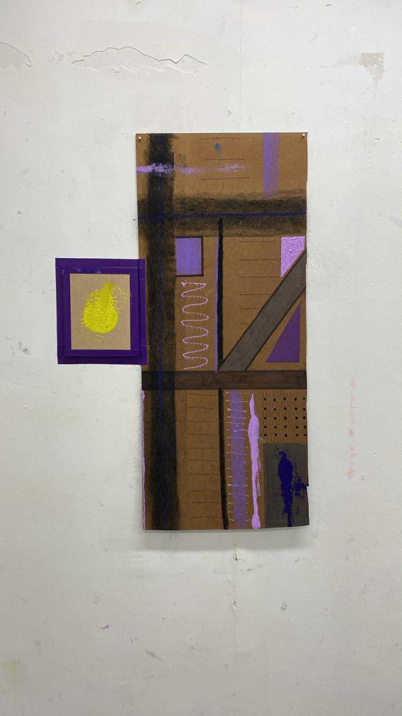 Abstract drawing on MDF using different shades of purple