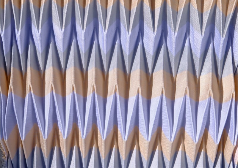 A piece of fabric using 3cm cheveron pleat technique
