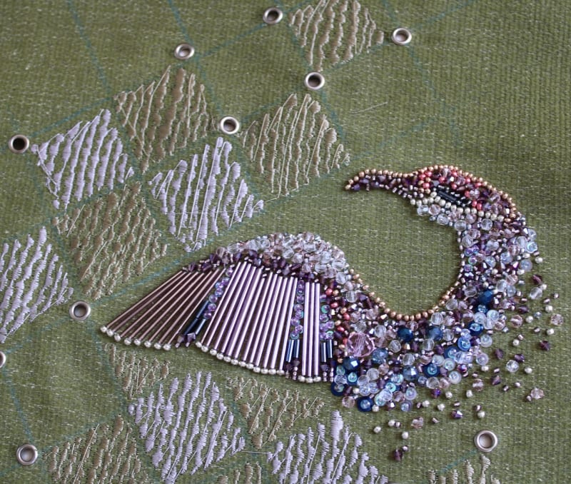 hand beading and embellishment.