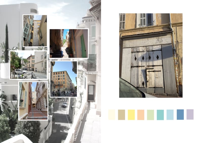 my color palette is from local buildings and light and shadow