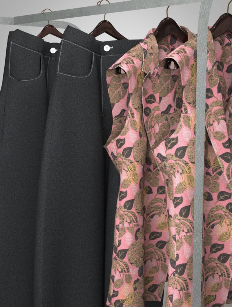 VR experience that shows the Infinity Lounge with Indian garments displayed on mannequins and rails with size and garment information.
