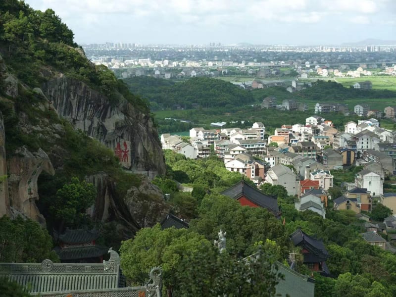 Suburbs into a cityscape, captured from a high vantage showing the edge of mountains and treescapes between built up areas.