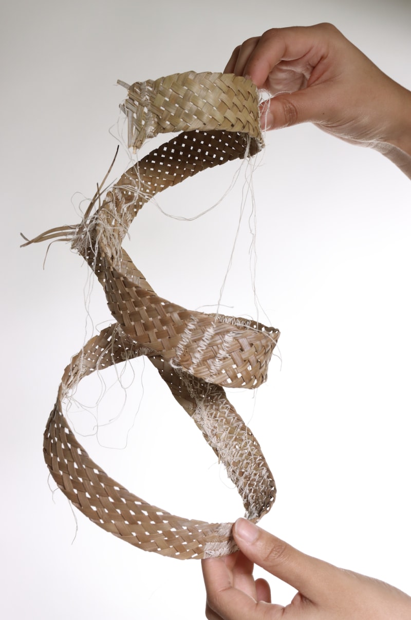 Woven palm leaf 3D structure.