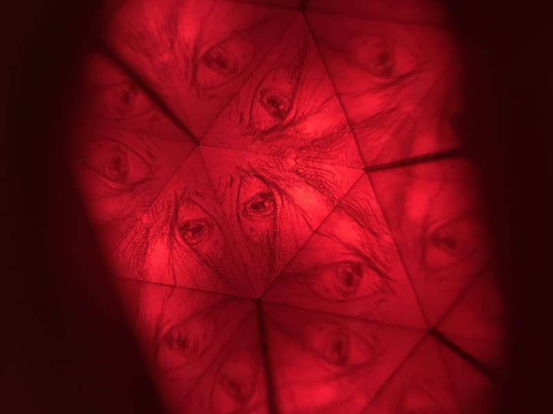 This critical objects is a kaleidoscope. Explore the feeling of objectification and victimisation of the male gaze.