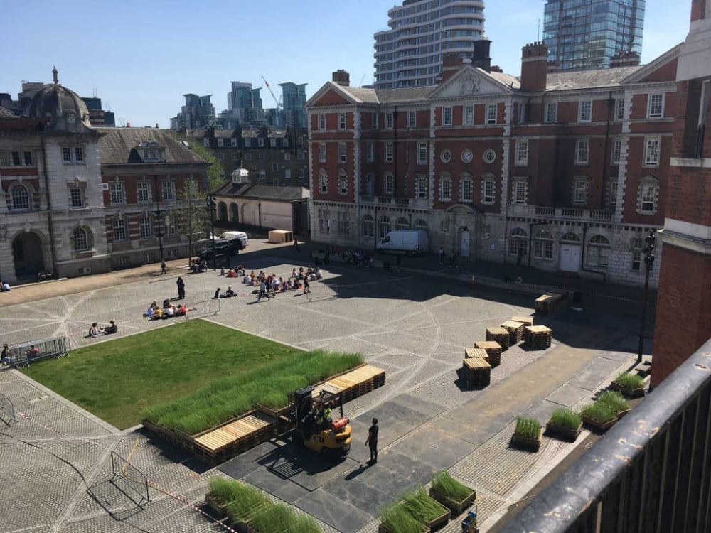 The Linen Field being installed on the Chelsea Parade Ground 