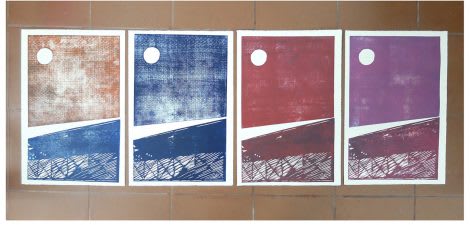 Artwork by Paul Wardski - 4 landscape etchings 