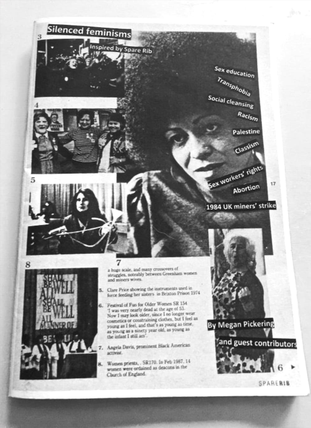 a page from a zine which displays a list of 'silenced feminisms'