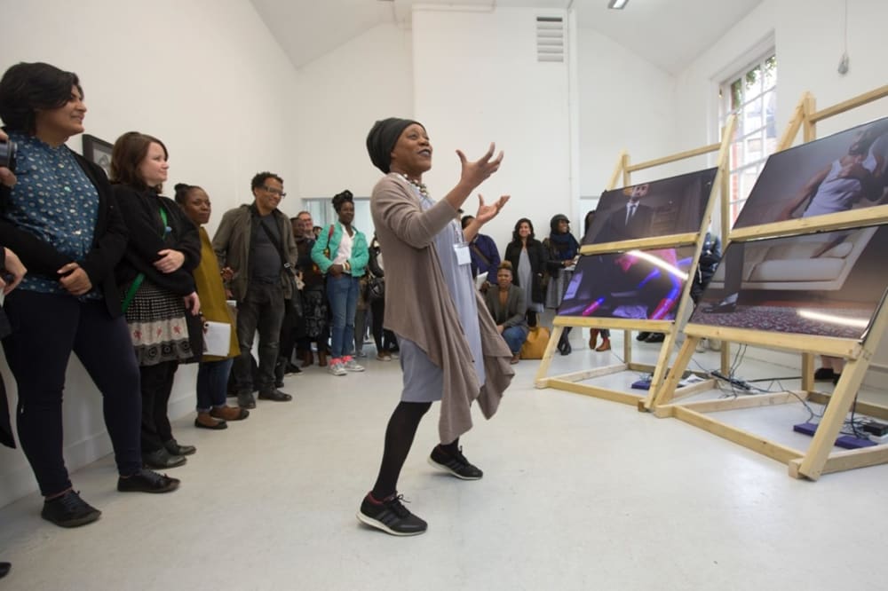 Sonia Boyce at the opening of the BAM display, Now! Now! Chelsea Cookhouse. Photograph by George Torode