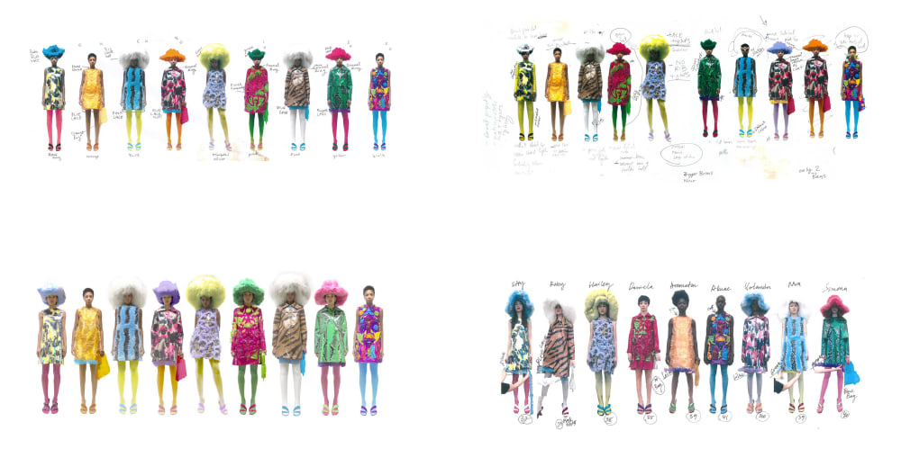 Row of models wearing each look from one collection