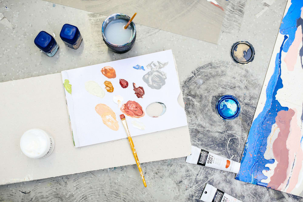 Painting tools on the floor