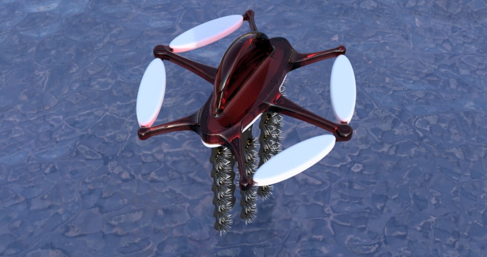 Small red automaton on water