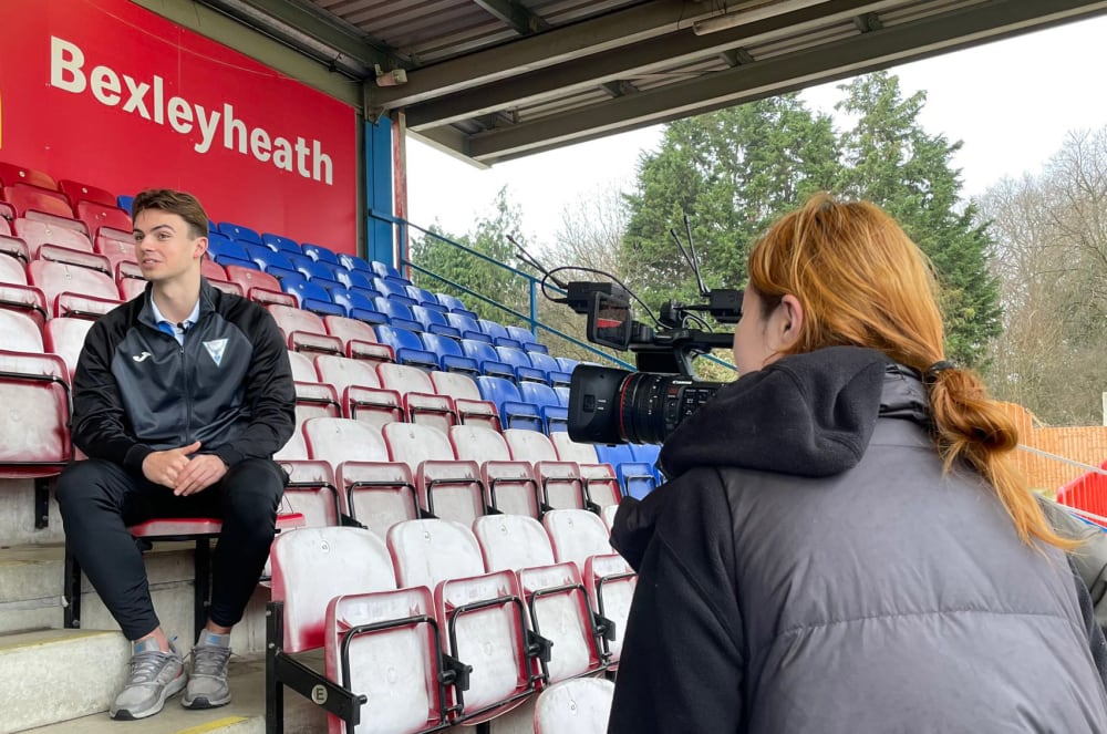 Students prepare for an interview.