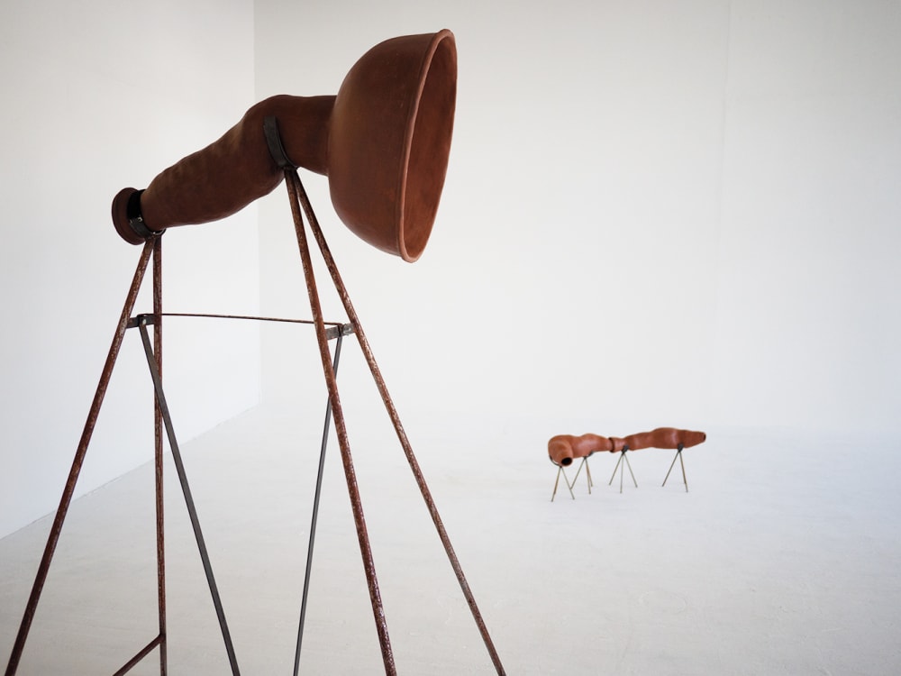 Installation using burnished terracotta, steel and sound