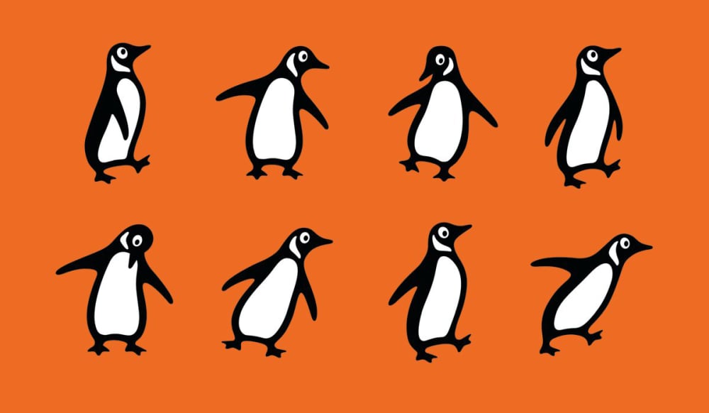 Graphic demonstrating different approaches to the Penguin Books logo.
