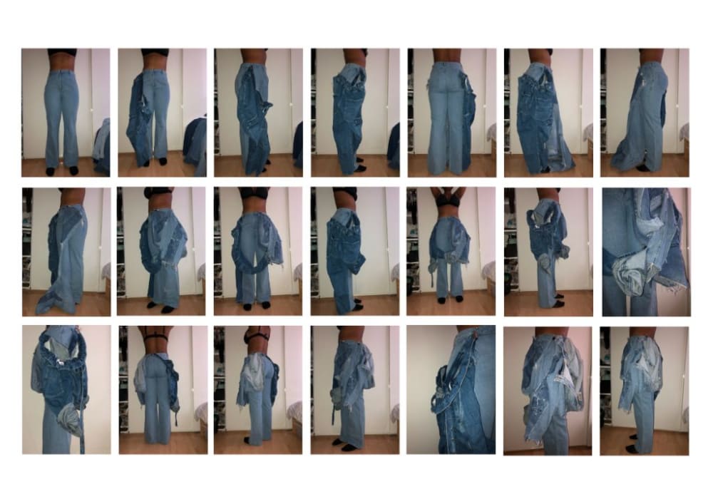 a series of photos displaying different ways to wear jeans