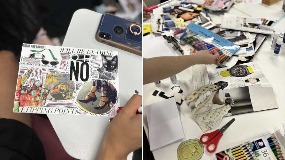 photos of students making and showing their zines