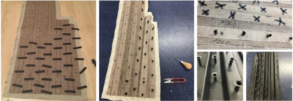 Work in progress collage of adult wing