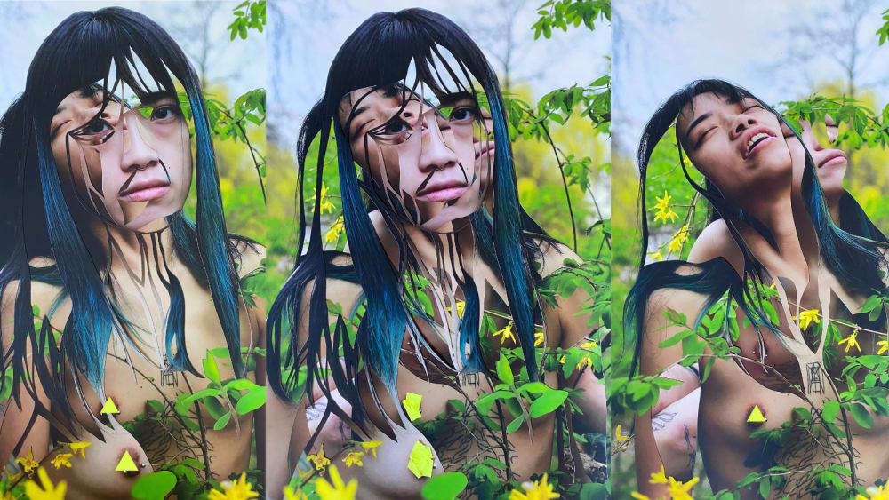 3 collages of 1 woman 