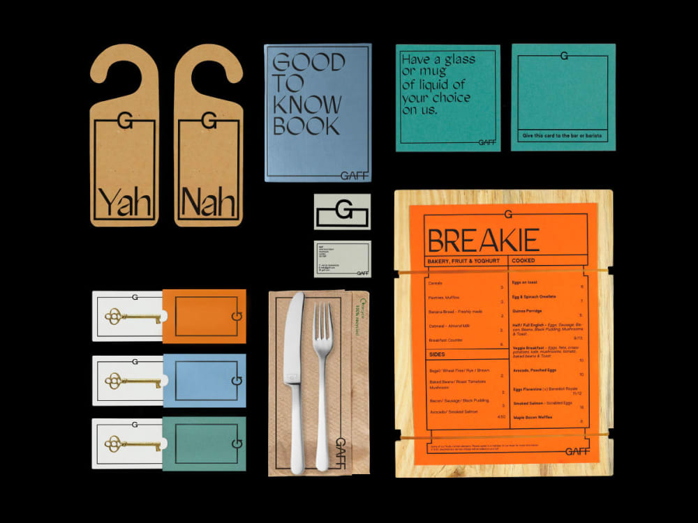 hotel breakfast menu and cutlery
