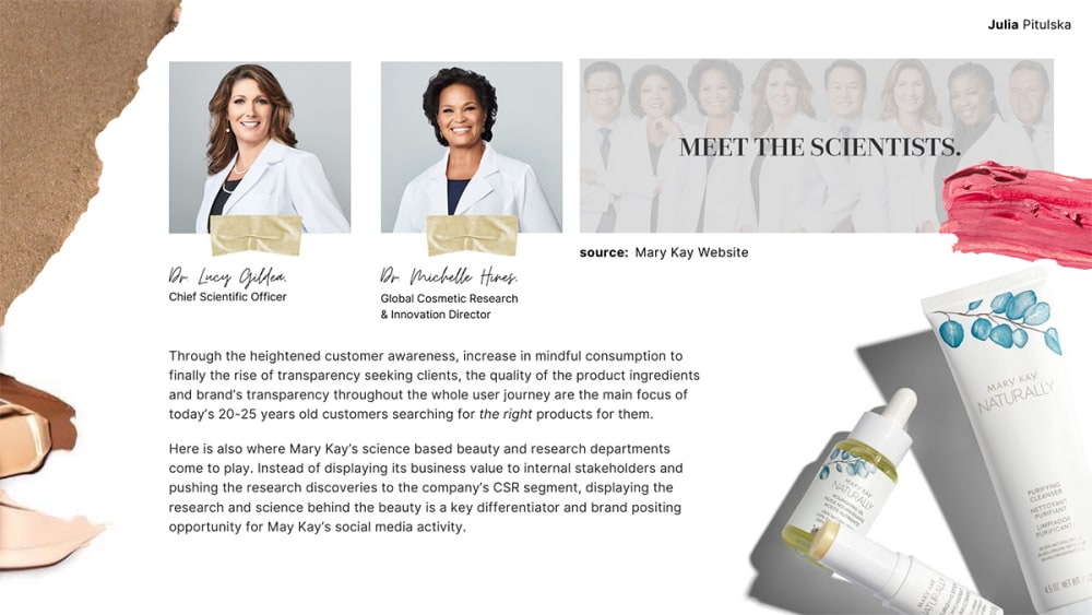 A presentation slide featuring photographs of the Mary Kay executive team.