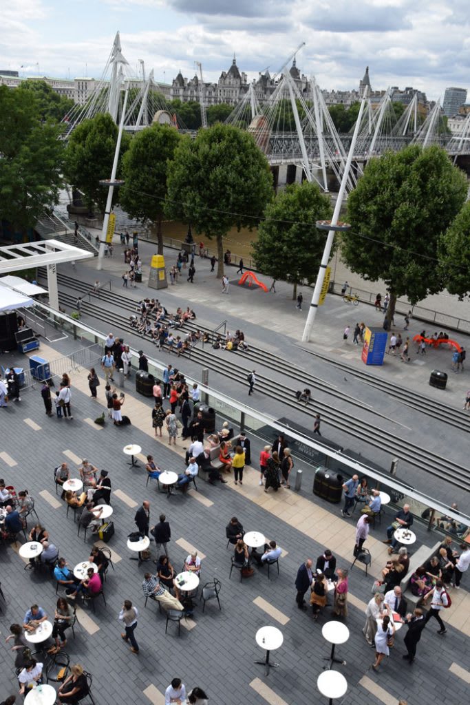 A  view of people from the Royal Festival Hall