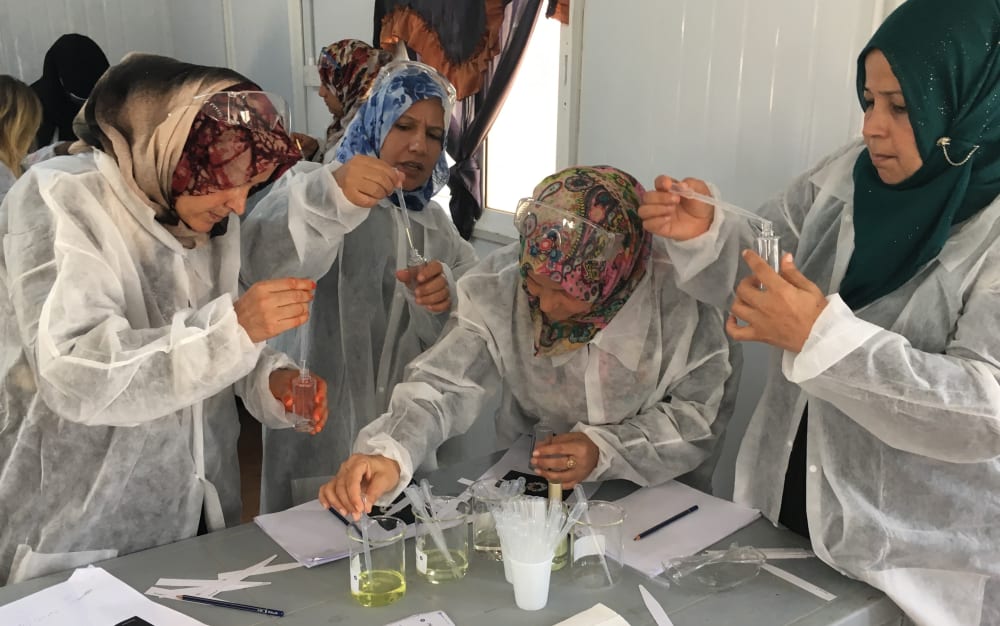 Women working in a science lab