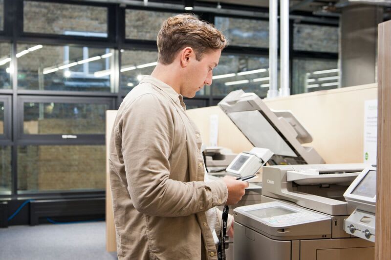 Student using a printer