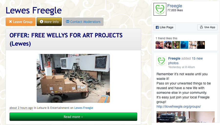 a screenshot from a website advertising 'free wellys for art projects'