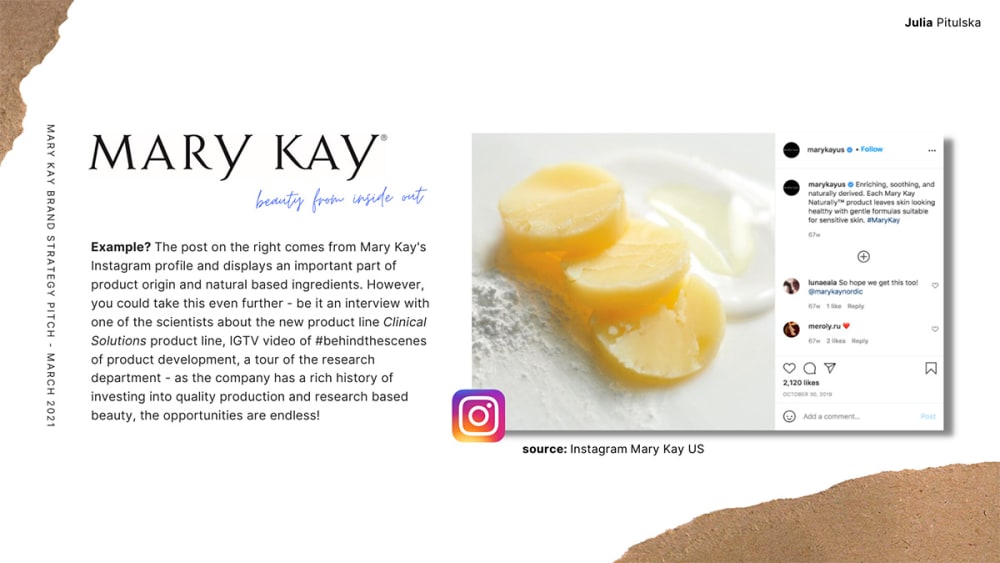 A presentation slide featuring text and a product photograph of soap.