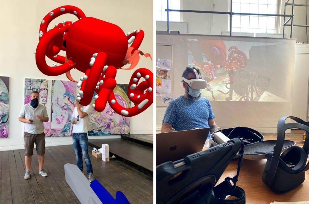 Group of people using VR headsets